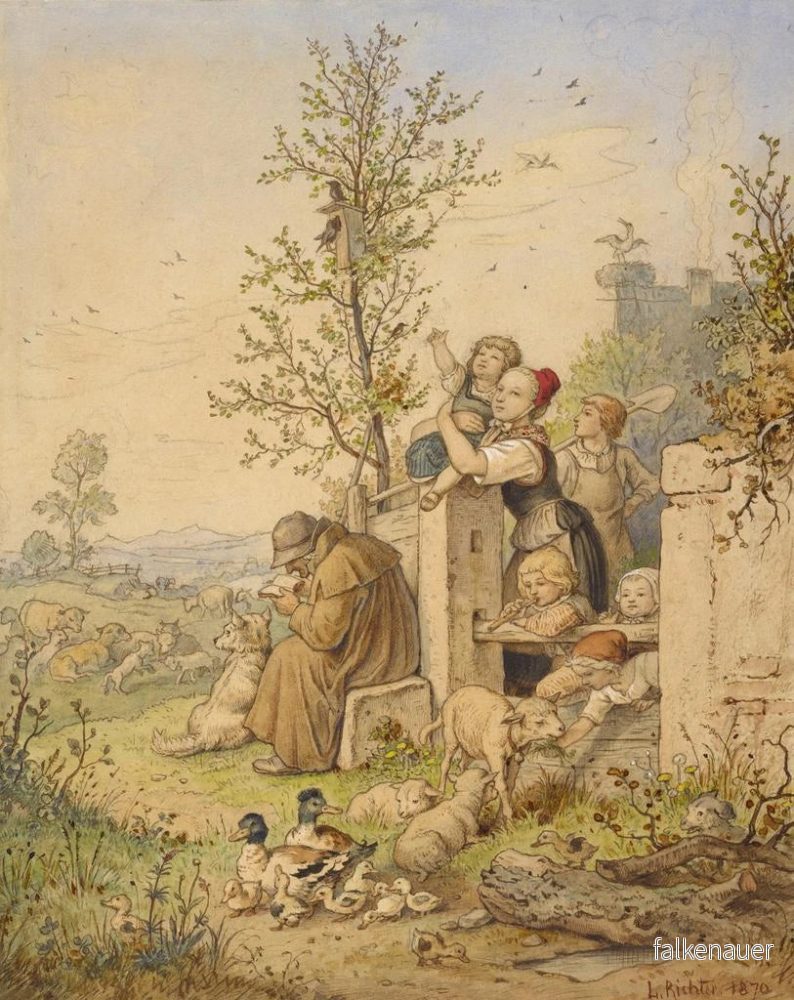 Målning Le printemps est arrivé - Adrian Ludwig Richter | Konsttryck - Bild 2