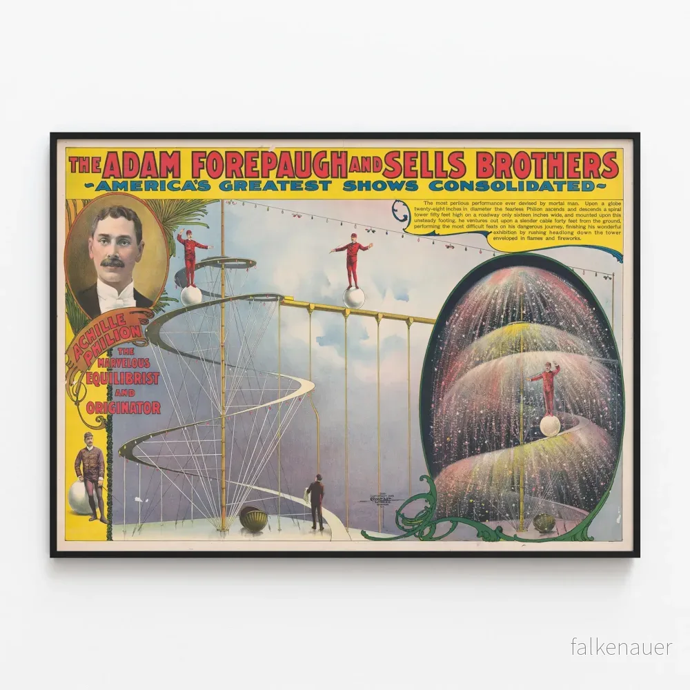 Vintageposter av Achille Philion, balanskonstnärsprodigy
