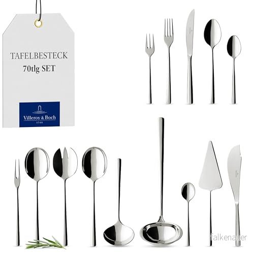 Villeroy & Boch och Piemont bordsbestick för upp till 12 personer, 70 delar, rostfritt stål 4003683294991