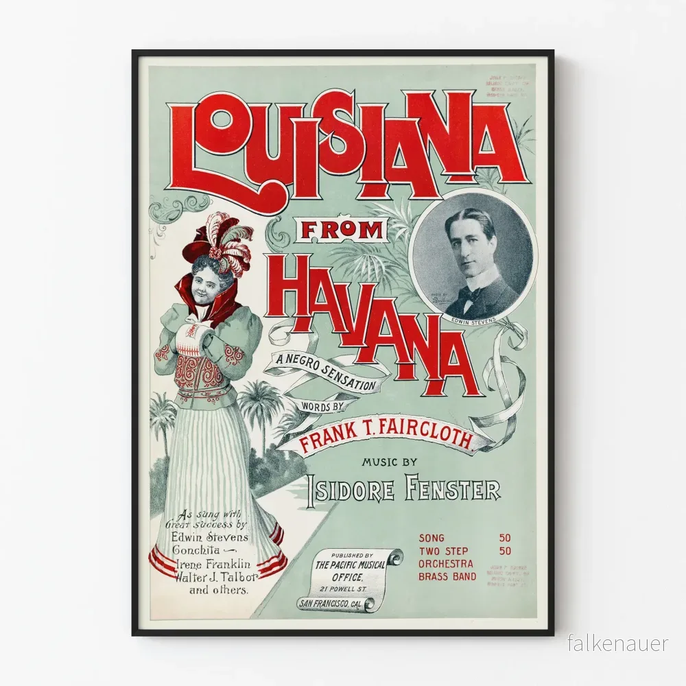 Vintageposter Louisiana från Havana för väggdekoration