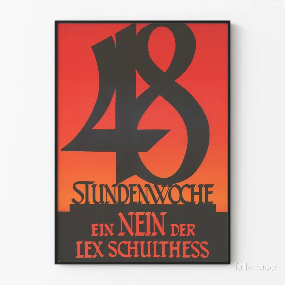 Vintageposter 48-timmarsvecka - Typografisk design i rött och svart
