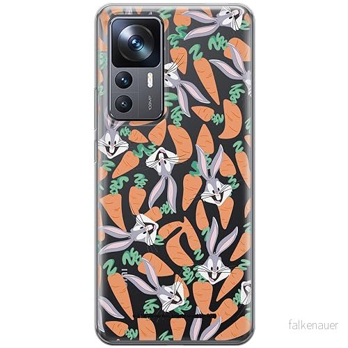 ERT GROUP mobiltelefonfodral för Xiaomi 12T/ 12T pro/ K50 Ultra originalt och officiellt licensierat Looney Tunes mönster Bugs 017 anpassad till formen på mobiltelefonen, gedeeltelijk transparant 5905795080860