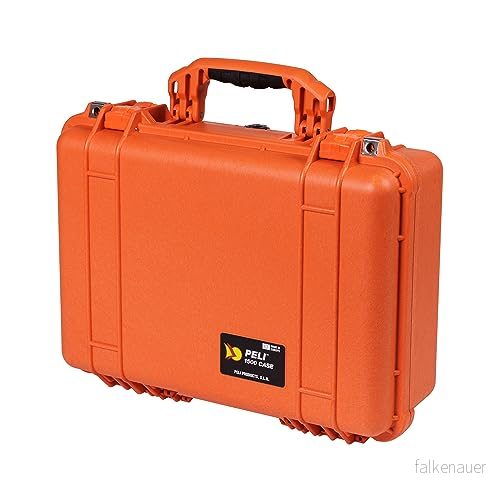 PELI 1500 vattentät skyddsväska för DSLR, SLR, objektiv, kameror och drönare, IP67 vattentät, 40 liters kapacitet, tillverkad i Tyskland, inget skum, orange 19428008208