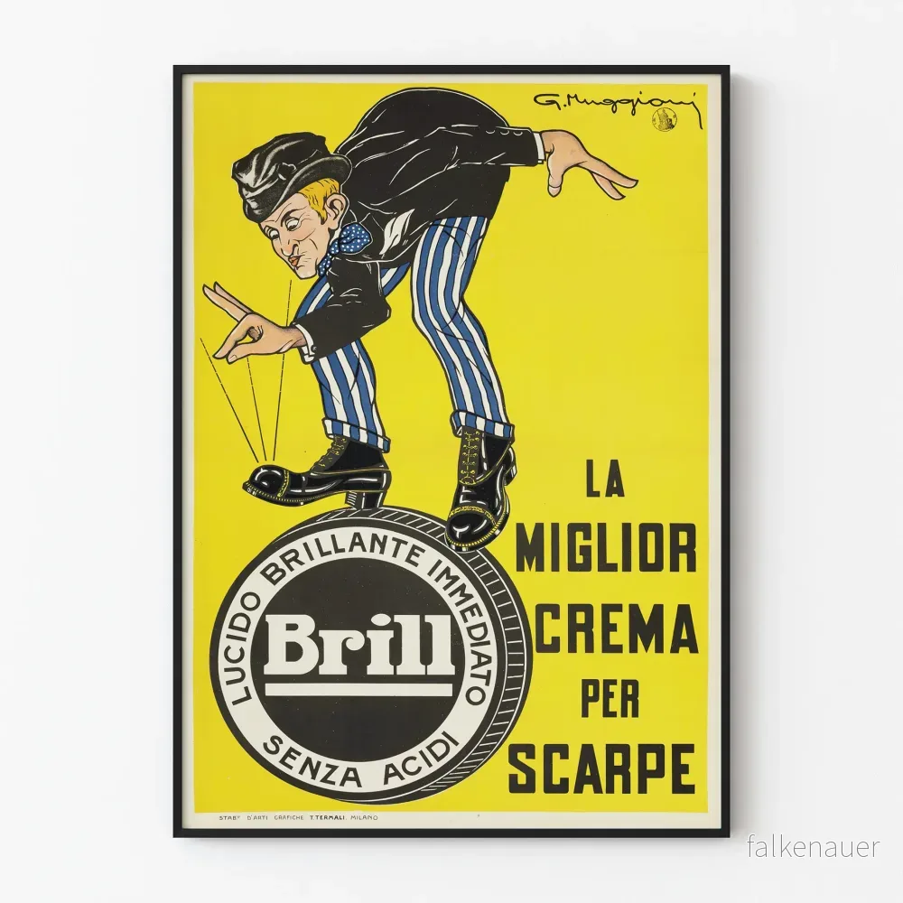 Vintageposter Brill, kräm för skorna som ger ett glänsande utseende