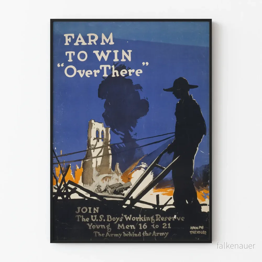 Vintageposter Farm to Win Over There - Retro väggdekoration