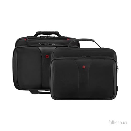 Wenger Patriot portfölj, 2 i 1 laptopväska med hjul, för laptop upp till 17 tum, 25 l, dam herr, kontor business universitet skola, svart 7613329008201
