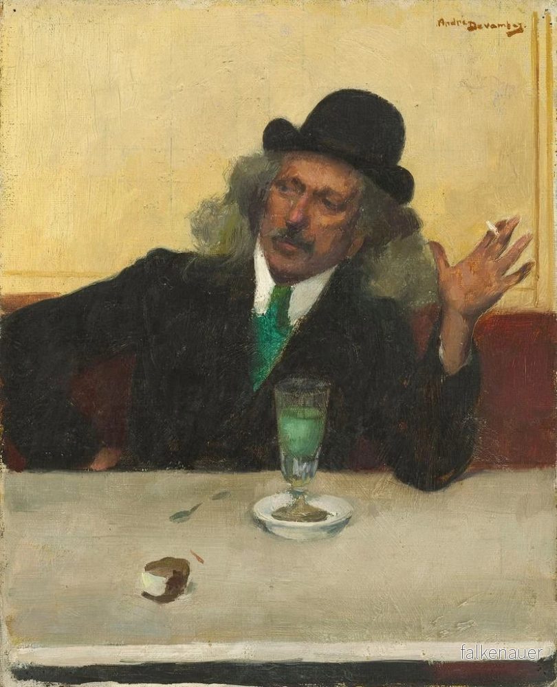 Målning På caféet - André Victor Édouard Devambez | Konsttryck - Bild 2