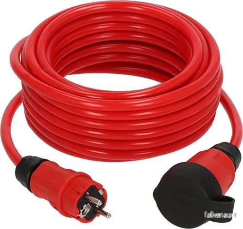 Brennenstuhl Professional förlängningssladd VQ 1200 IP44 (10m kabel H07BQ F 3G2,5 i röd, för användning på byggarbetsplatser och permanent utomhusbruk, Made in Germany) 4007123687824