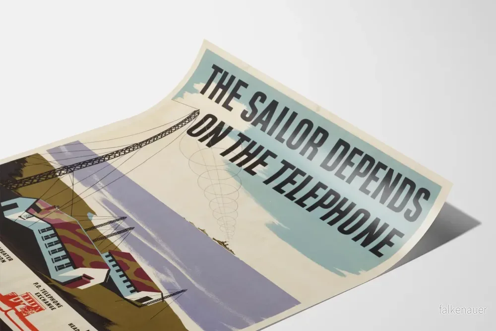 Vintageposter The Sailor Depends on the Telephone - Maritim väggdekoration - Bild 3