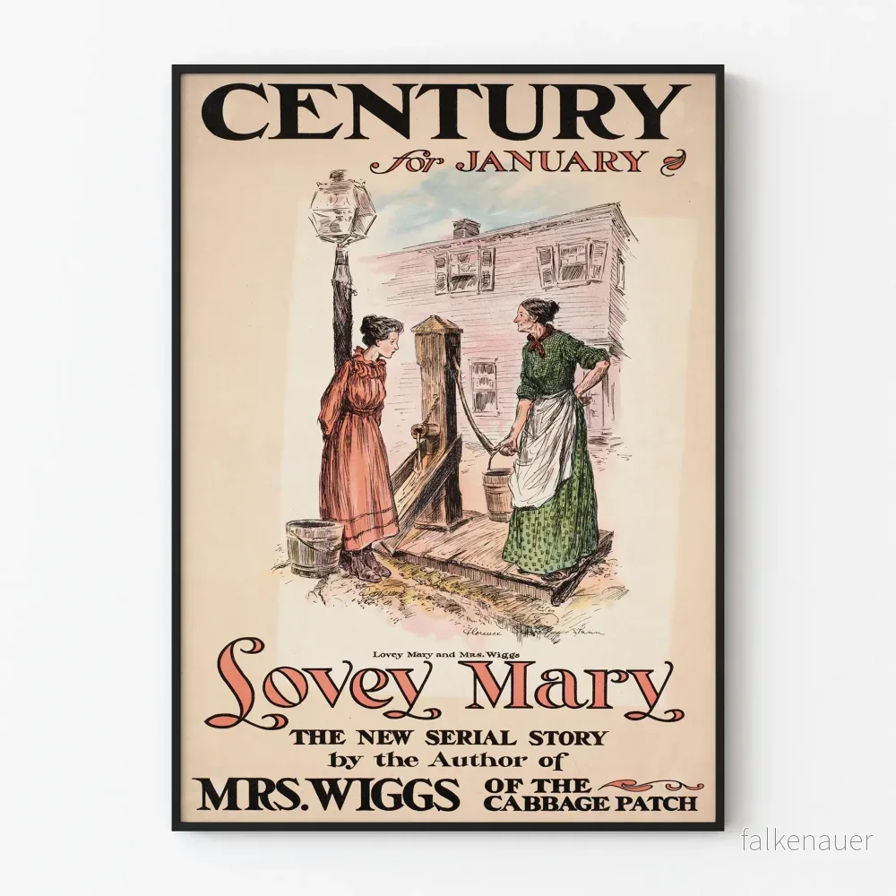 Vintageaffisch Century för januari - Lovey Mary och Mrs. Wiggs