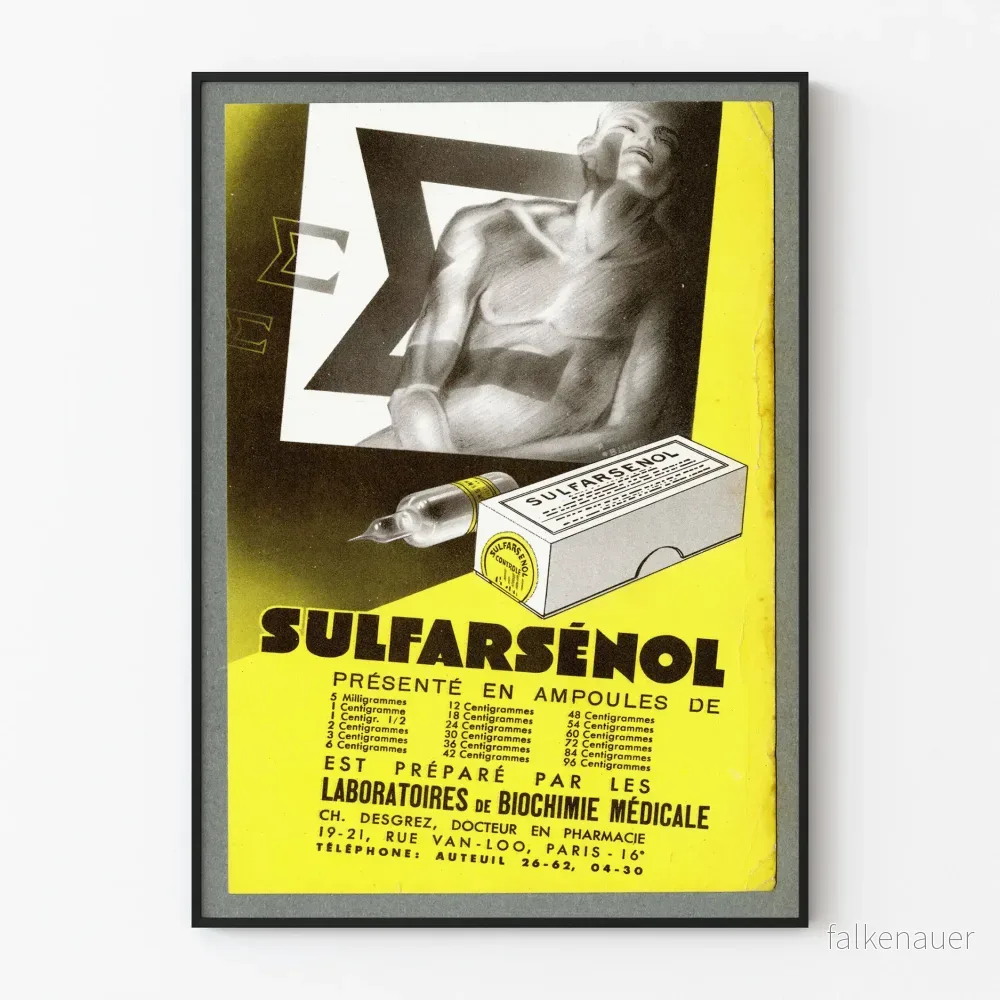 Vintage reklamposter för Sulfarsénol i ampuller