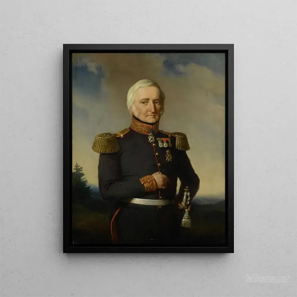 Målning Huibert Gerard Baron Nahuys van Burgst 1782-1858 Medlem av den nederländska Indiska rådet i generalmajoruniform - Bastiaan De Poorter