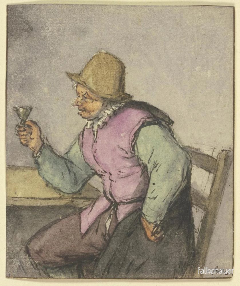 Målning En bonde som sitter vid ett bord med ett glas till vänster - Adriaen van Ostade | Konsttryck - Bild 2