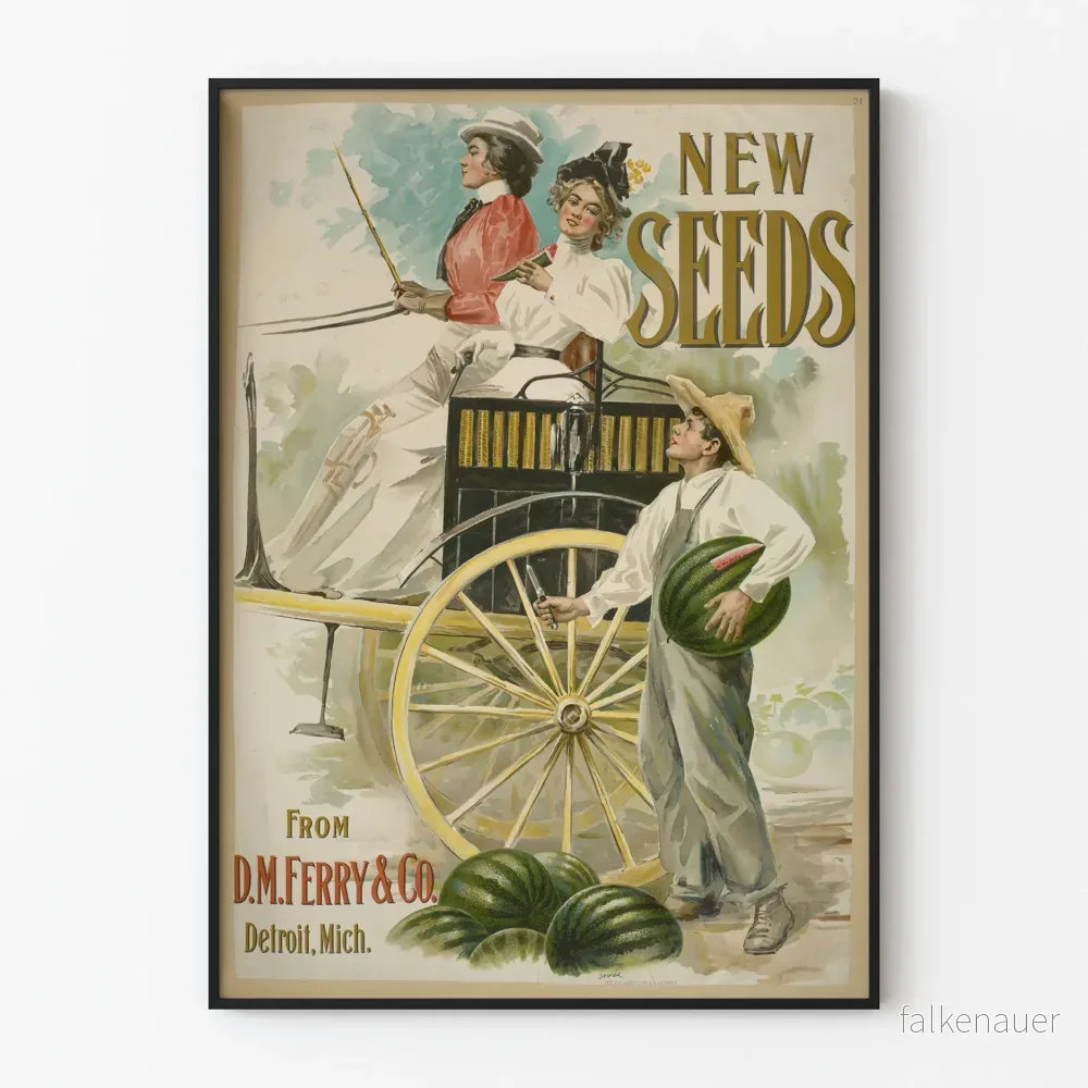Vintageposter New Seeds - Retro jordbruksväggdekoration
