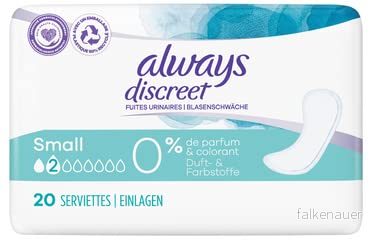 Always Discreet inkontinensinlägg för kvinnor små 20 stycken 0 procent färger och dofter 8006540413210