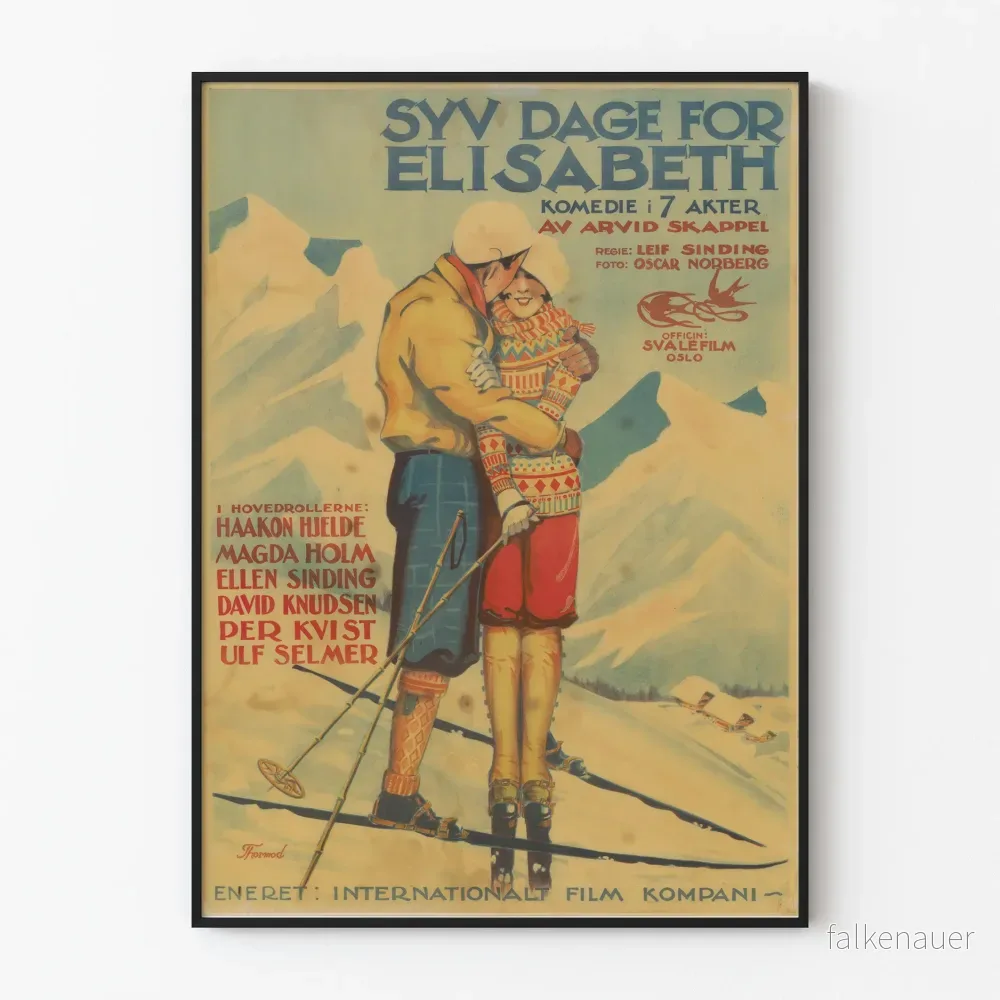 Vintageposter Syv Dage för Elisabeth – Väggdekoration för norsk filmkultur