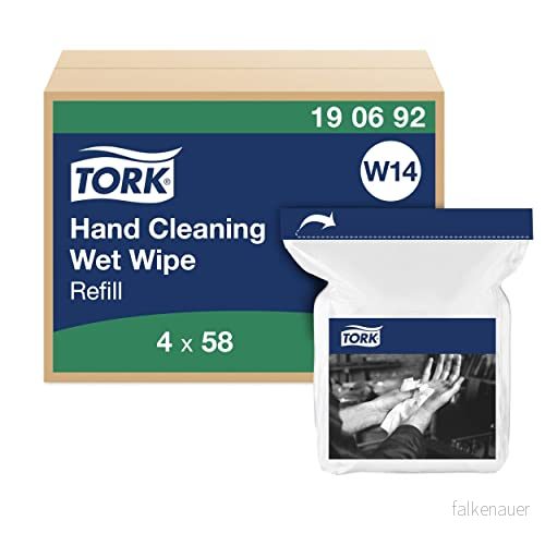 Tork Våtdukar för Handrengöring Refill vit W14, våtservetter, 4 x 58 dukar, 190692 7322541021522