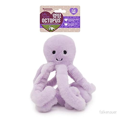 Rosewood Jolly Moggy Under the Sea plysch bläckfisk kattleksak mjuk, rolig kattmynta leksak för katter och kattungar interaktiva rynkljud hållbar, engagerande husdjursleksak säker, giftfri 5025659112183