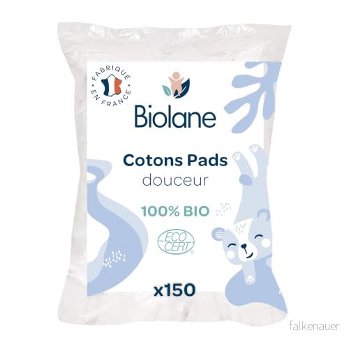 BIOLANE Mjuka bomullsdynor bebis 100% ekologisk 150 bomull känslig hud byte och toalett från födseln tillverkad i Frankrike 3286010085870