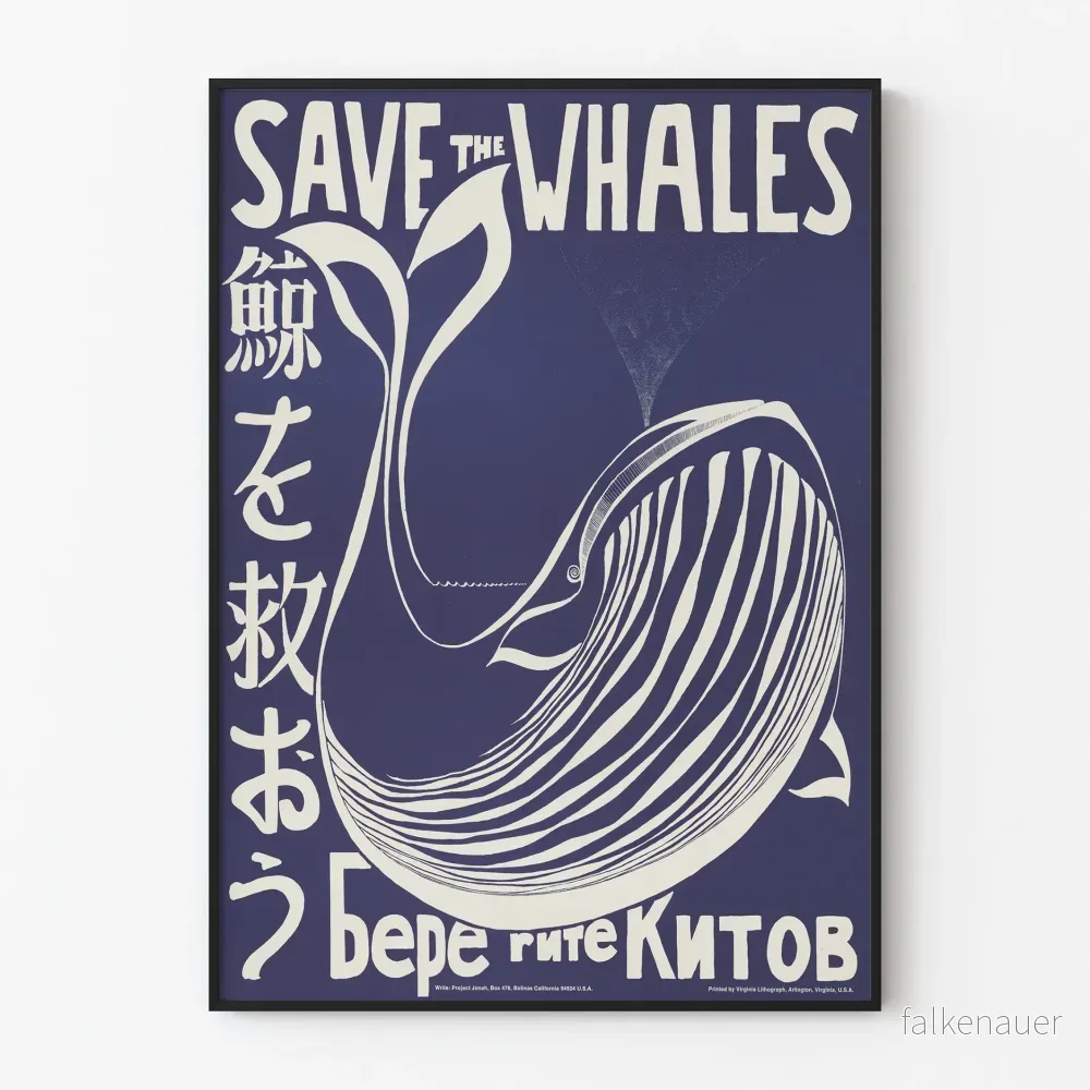 Poster Save The Whales - Marin vintage väggdekoration