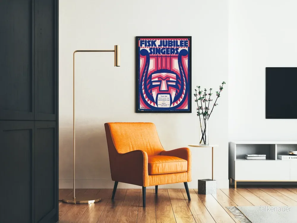 Dekorativ poster Fisk Jubilee Singers med motiv av harpa och mask - Bild 2