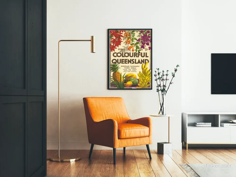 Vintageposter Visit Colourful Queensland - Fruktig och blomstrande väggdekoration - Bild 2