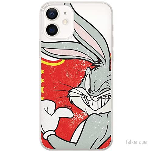 ERT GROUP mobiltelefonfodral för Apple Iphone 12/12 PRO originalt och officiellt licensierat Looney Tunes mönster Bugs 010 Vit anpassad till formen på mobiltelefonen, gedeeltelijk transparant 5903932002102