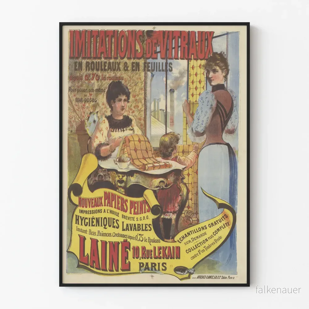 Vintage affisch i stildragning av glasfönster för väggdekoration