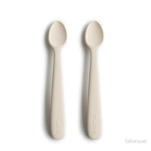 Mushie Silikonskedar för Bebisar 1x Set med 2 och Småbarn Material: Livsmedelsgodkänd Silikon Diskmaskinssäker Ivory 810052466156