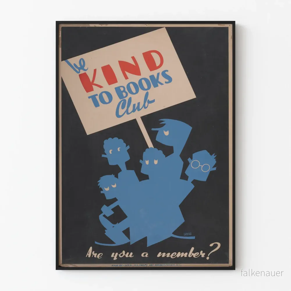 Dekorativ poster Be Kind to Books Club – Vintage litterär affisch Dekorativ poster Be Kind to Books Club – Vintage litterär affisch
