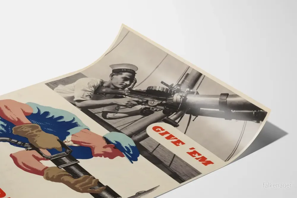 Vintage militärposter "Give 'Em Both Barrels" - Retro väggdekoration - Bild 3