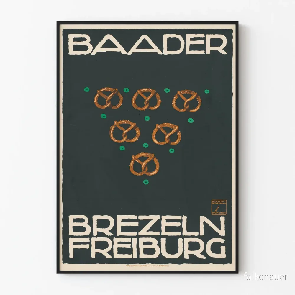 Poster Baader Brezeln Freiburg - Vintage väggdekoration
