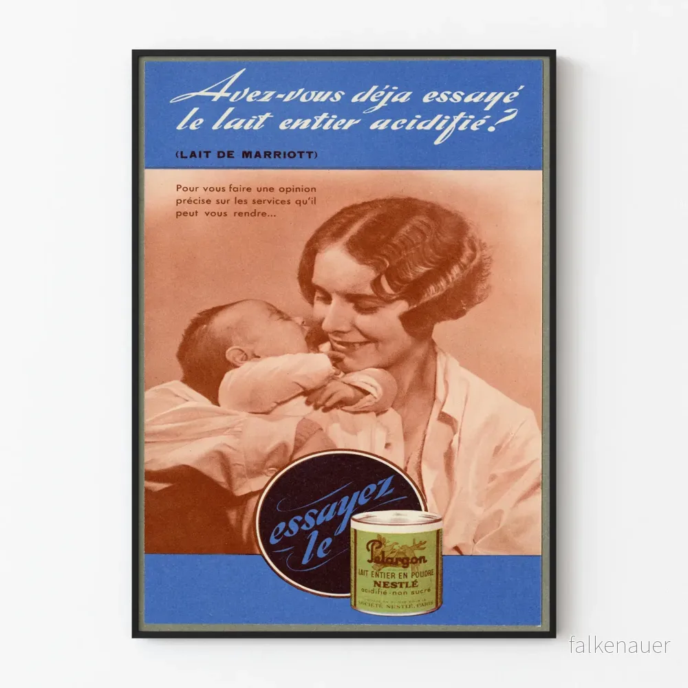Vintageposter för Nestlé helmjölk syrlig för väggdekoration
