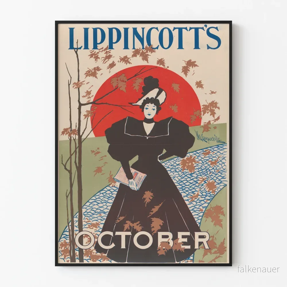 Vintageposter Lippincotts oktober - Höstlig väggdekoration