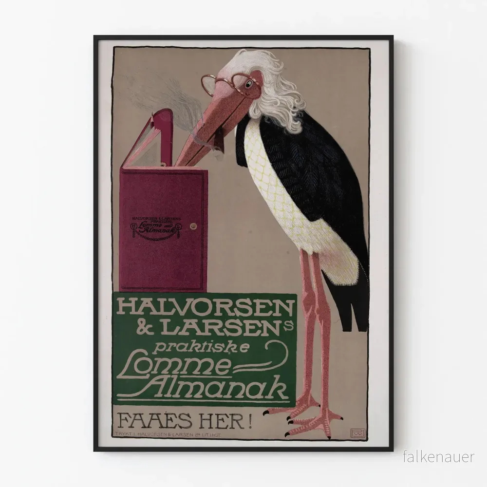 Vintageposter Halvorsen & Larsen Lomme Almanak Väggdekoration