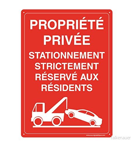 AUA SIGNALETIQUE förborrade panel (4 hål) med rundade vinklar 1,5 mm styv PVC (150 x 210 mm, reserverad parkering privat ägande) 3666180392068