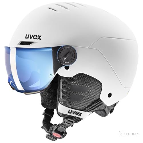 uvex rocket jr visor skidhjälm för barn med visir individuell storleksanpassning white black matt 51 55 cm 4043197340647