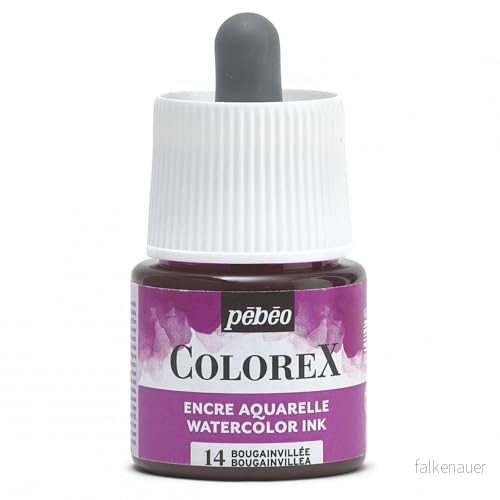 Pebeo Colorex bläck 45 ml Bougainville akvarellbläck rosa sammetslen rendering med flera verktyg 3167864170144