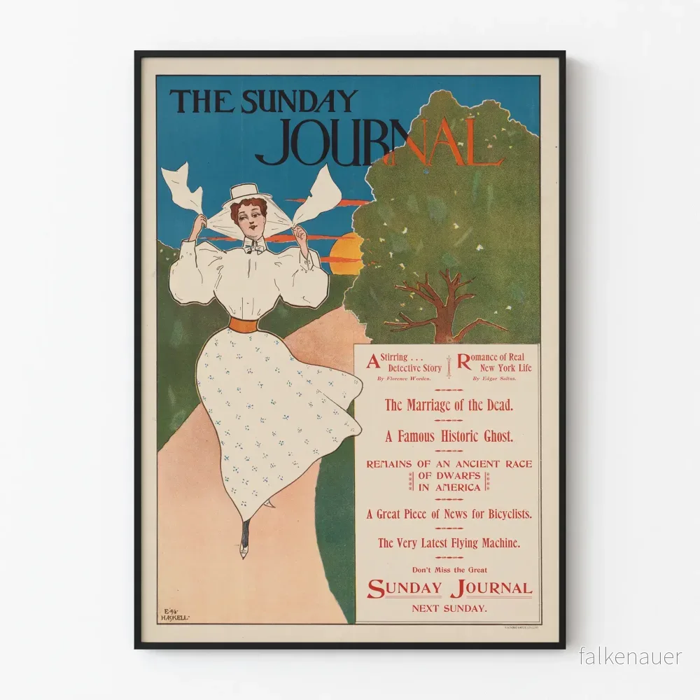 Vintageposter The Sunday Journal, illustration Art Nouveau