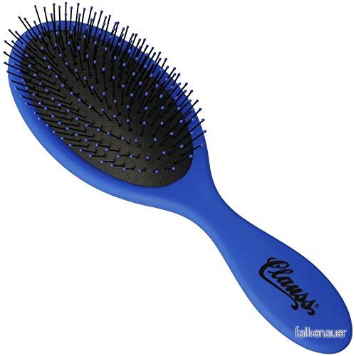 Clauss Tvätt & borste hårborste för långt hår, paddle brush med luftkuddar och flexibla nylonborst, matt, blå/svart, 70 g 4027521522831