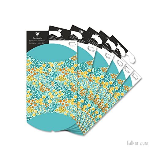 Clairefontaine 618004C 6 vikbara presentpåsar små format 8 x 12 cm motiv: blommor pillowbox presentförpackning 3665086024264