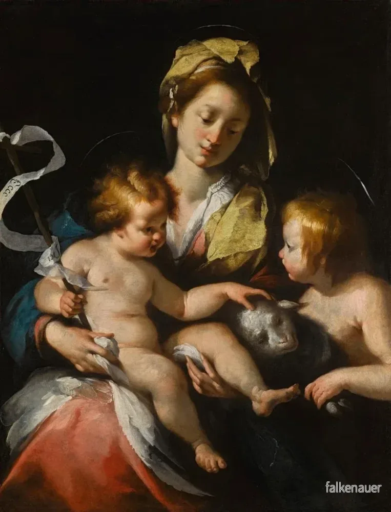 Målning La Vierge à l'Enfant avec le petit saint Jean-Baptiste - Bernardo Strozzi | Konsttryck - Bild 2