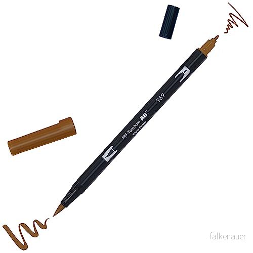 Tombow ABT 969 fiberpenna dubbla borstar penna med två spetsar choklad 4901991902235