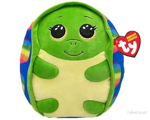 Ty Squishy Beanies Regnbåge Sköldpadda Shrugs Mjuk Glitter Gula Ögla Plyschkudde Presentidé För Stora Och Små Alla Samlar 22 cm T39263 8421392636
