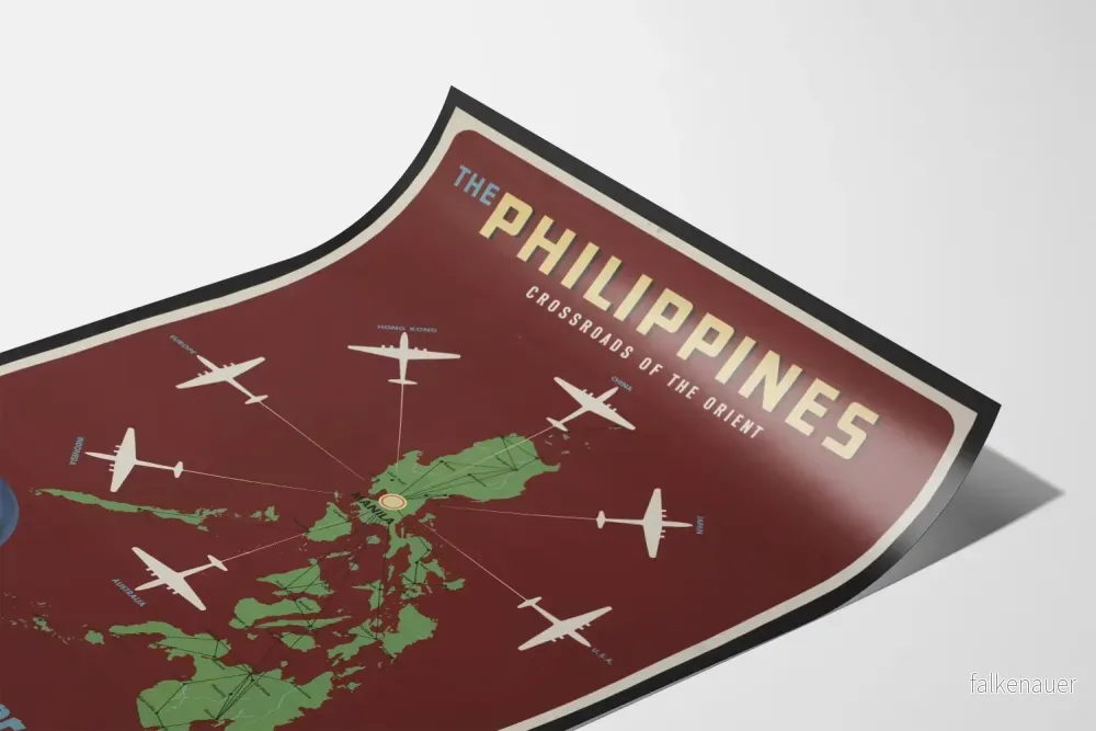 Vintageposter Filippinerna Philippine Air Lines Rutt av Orientstjärnan - Bild 3
