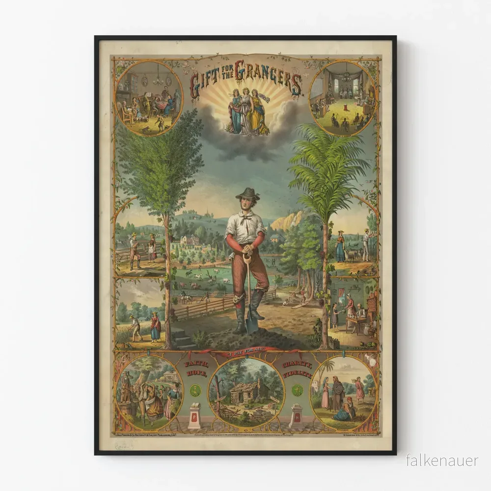 Vintage dekorativ poster « Gift for the Grangers » i pastoral och lantlig stil