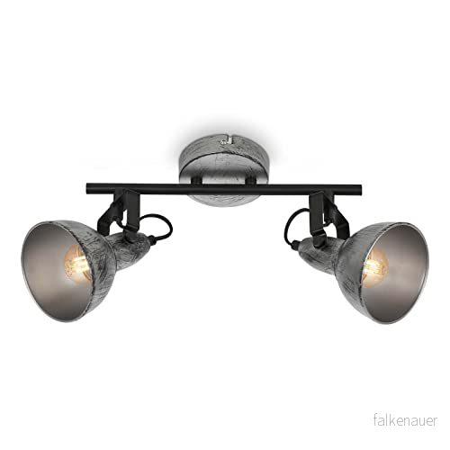 BRILONER Vintage takspot, retro svängbar taklampa, 2x E14 uttag, Silver Crafted, 305x100x180 mm 4002707423669