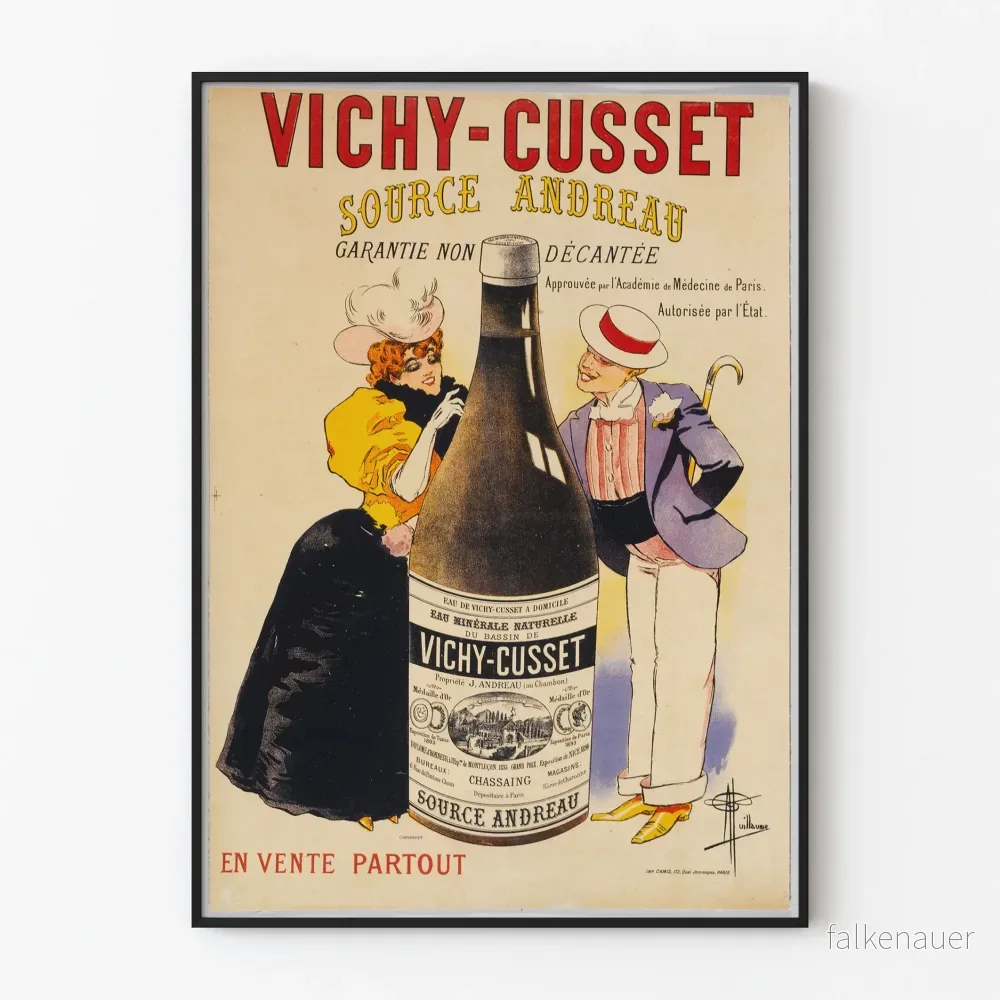 Vintageposter Vichy-Cusset Source Andreau väggdekoration