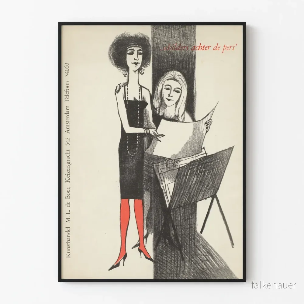 Utställningsposter för konstnärlig Schilders Achter de Pers i vintage-stil
