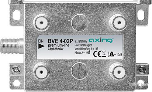 Axing BVE 4 02P vägs BK distributör för kabel TV Multimedia Digital 5 1218 MHz F anslutning metall 7611682006216 Axing BVE 4 02P vägs BK distributör för kabel TV Multimedia Digital 5 1218 MHz F anslutning metall 7611682006216